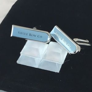 Savile Row Silver Enamel BLUE Bullet Gun Cufflinks